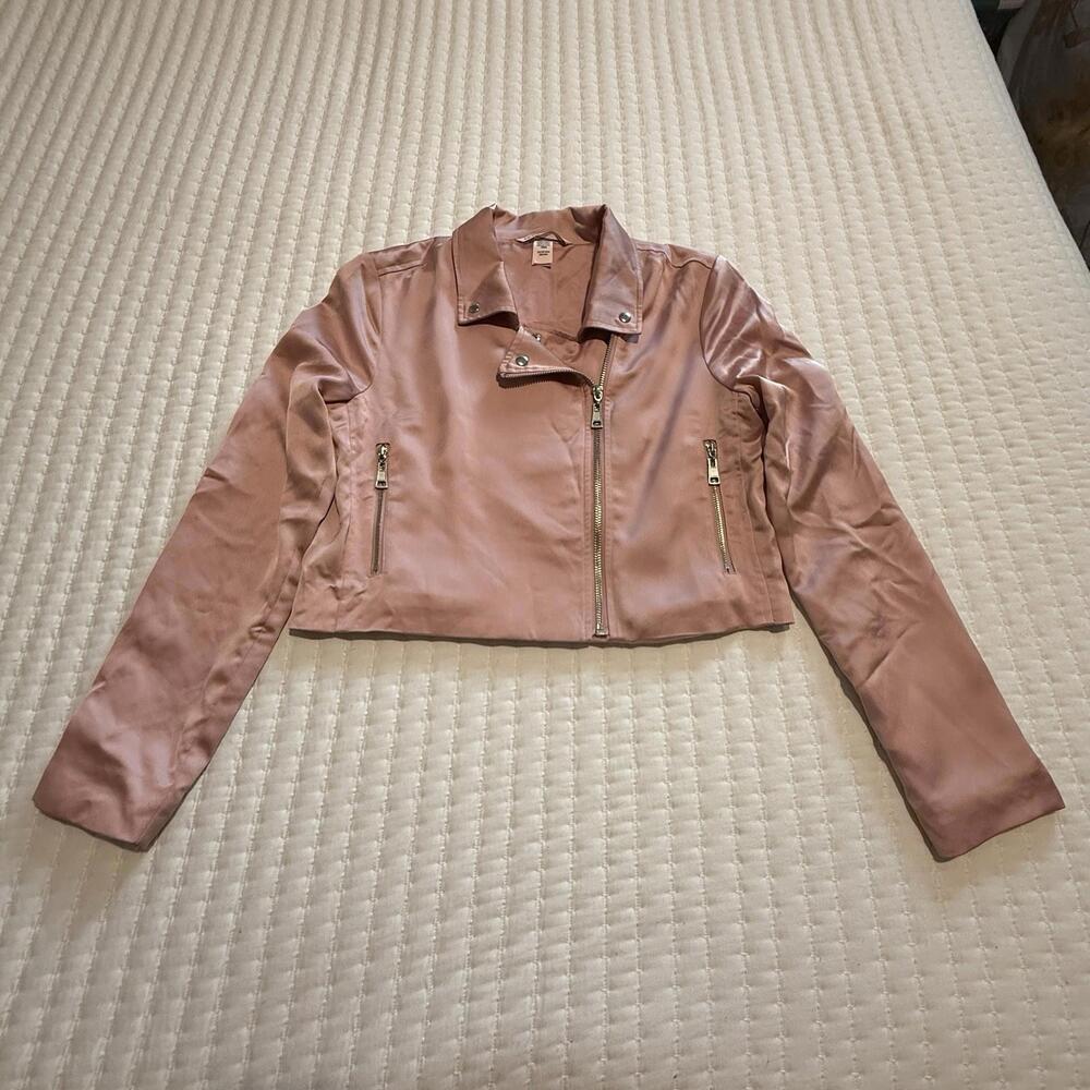 Victoria’s Secret Pink Collared Moto Style Zipper Jacket Sz XS Extra Small